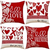 cheap Throw Pillows,Inserts &amp; Covers-Valentine's Day Heart Pillow Cover, Red Heart-Shaped Cushion, Cozy Throw Pillow for Sofa, Romantic Atmosphere Decor for Living Room and Bedroom