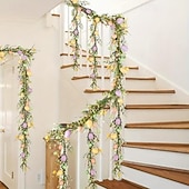 abordables Pâques-Guirlande de 1,80 m d'œufs de Pâques artificiels colorés, guirlande rustique printanière avec œufs pastel &amp;Des accents floraux parfaits pour les fêtes &amp;centre de table, décoration de table, couronne