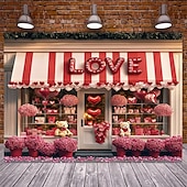 cheap Wall Tapestries-Valentine's Day Tapestry Banners Blanket Rose Love Heart Cute Romantic 3D Party Living Room Shooting Backgrounds Marriage Proposal Decoration Home Decor