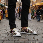 levne Pánské boty-Muži Mardi Gras Karnevalové Tématické Tenisky – Barevný potisk masky na neformální boty pro festivaly průvody a pouliční párty