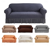 cheap Sofa Cover-Skirted Bubble Tulle Sofa Cover Full Elastic Slipcover Dustproof Non Slip Sofa Protector Cushion Cover Stretchable Sofa Throw for Living Room Furniture