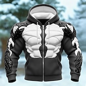 economico Pattern 3D-Per uomo Muscolo Illusione ottica Felpa con Cappuccio Giacca di pelle Felpa Vichingo 3D Fantasia Stampa su tutta la superficie Manica Lunga Con cerniera Abbigliamento casual alla moda Vacanza Uscire