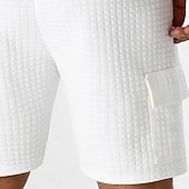 abordables Bermudas estilo casual-Men's Waffle Shorts Sweat Shorts Shorts Bermuda shorts Beach Shorts Elastic Waist Convertible Plain Comfort Sports Knee Length Daily Yoga Vacation Casual Black White Micro-elastic