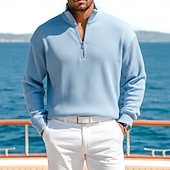 cheap Men's Classic Polo-Men's Corduroy Shirt Polo Shirts Casual Outdoor Quarter Zip Long Sleeve Fashion Modern Solid Color Plain Warm Spring Spring &amp;  Fall Regular Fit Black Wine Navy Blue Green khaki Army Green Corduroy