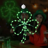 olcso Dekoratív fények-Szent Patrik-napi ír lóhere fű ablaklámpa AAA elemes beltéri erkély hálószoba nappali étkező fali dekoráció lámpa 35cm/13.78inch