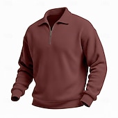 abordables Sweat-shirts basiques-Homme Sweat-shirt Sweat-shirt gaufré Sweat à capuche Sweat-shirt quart de fermeture éclair Rouge vin Col montant Uni Texturé Occasionnel Quotidien Sport &amp; Loisir Streetwear Frais Vêtements de sport