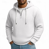billiga bashuvtröjor för män-Herr Huvtröja Manchestertyg Tröja Huvtröja med dragkedja i Quarter Ljusgrå Huva Slät Dragkedja Strukturerad Ledigt Dagligen Sport &amp; Utomhus Polyester Streetwear Häftig Sportkläder Vår &amp; Höst Kläder