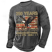  4η Ιουλίου 2026 250η Ημέρα Μνήμης Ανδρικό T-Shirt Στρογγυλή λαιμόκοψη Μακρυμάνικο με 3D εκτύπωση Casual Καθημερινό