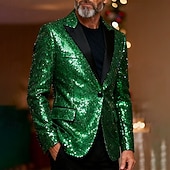 abordables Blazers Clásicos para Hombres-Hombre chaqueta Negocio Fiesta de Cóctel Fiesta de Boda Moda Casual Primavera &amp; Otoño Poliéster Plano Bolsillo Botones Cómodo Botonadura Simple Chaqueta de sport Plata Negro Blanco Verde Trébol