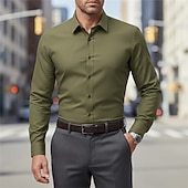 abordables Camisas de vestir para hombres-Hombre Camisa para Vestido Abotonar la camisa Plano Trabajo Boda Azul Real Manga Larga Cuello Vuelto Todas las Temporadas Ropa