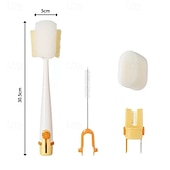 رخيصةأون تنظيف المطبخ-عبوتان من فرشاة تنظيف الزجاجات متعددة الوظائف 5 في 1، فرشاة ذات مقبض طويل لتنظيف الأكواب وأغطية الترمس، منظف زجاجات الحليب والماء، أداة مطبخ منزلية متينة