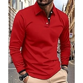  Homens Camisa de golfe Camisas Polos de Golfe Casual Trabalho Lapela Manga Longa Básico Moderno Tecido Botões Primavera & Outono Normal Branco Vermelho Azul Marinha Camisa de golfe