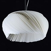 cheap Lantern Design-Chandelier White - Modern Minimalist Parchment Living Room Dining Room Bedroom Warm Light LED Lamp Hanging Chandelier