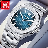 Недорогие Кварцевые часы-Новые бизнес-часы Olevs украшены светящимися элементами и календарем квадратный наутилус водонепроницаемые спортивные модные и повседневные кварцевые наручные часы