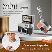 billiga Kamera, Fotografi &amp; Video-Ny tumstor flip-skärm mini kamera retro digital kamera mini med snodd 180 flip-skärm videoläge multi-stil skönhetsfilter Valentinsdagpresent