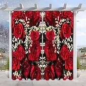 billiga Genomskinliga gardiner-Alla hjärtans dag-gardin i tunt tyg för fönster, röd med dekorativ bolldesign, eleganta mjuka fönstergardiner, romantisk heminredning för sovrum och vardagsrum