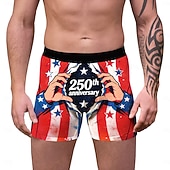 baratos Coleção Masculina-250º Aniversário EUA 2026 Boxer Curto Roupa Íntima Bandeira dos EUA Inovador Engraçado Adulto Homens Dia da Independência 4 de julho Casual Festa Vestir-se