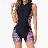 Χαμηλού Κόστους Rash Guards One Pieces-Γυναικεία Προστατευτικά Μαγιό Ολόσωμα κομμάτια Μπόχο Κουμπώσου Πολύ Ελαφρύ (UL) Προστασία UV Ελαστικό Αμάνικο Μαγιό Σέρφινγκ Ψαροντούφεκο Καλοκαίρι