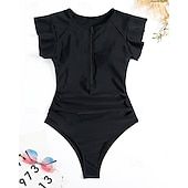 Χαμηλού Κόστους Rash Guards One Pieces-Γυναικεία Προστατευτικά Μαγιό Ολόσωμα κομμάτια Τροπικό Κουμπώσου Φαρδύ μανίκι Προστασία UV Υψηλή Ελαστικότητα Κοντομάνικο Μαγιό Σέρφινγκ Καταδύσεις Ψαροντούφεκο Καλοκαίρι