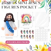economico Pasqua-Set da 25 figure di Gesù ti ama con biglietto regalo di Pasqua, Gesù tascabile con biglietti di benedizione per nascondino, scuola domenicale religiosa cristiana, bomboniere per feste di cresima