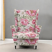 abordables Funda para silla con respaldo-Funda para sillón orejero de poliéster con estampado geométrico, a rayas y flores, para sala de estar, dormitorio y oficina en casa.