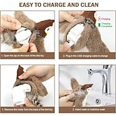 abordables Fournitures pour la maison-Jouet oiseau couineur rechargeable pour chats &amp;Chiens - jouet interactif pour animaux de compagnie, conçu avec des plumes artificielles résistantes, un effet sonore réaliste et rechargeable par USB.