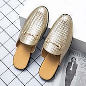 voordelige Mannenschoenen-Mannen Mardi Gras metallic gouden instapschoenen - Stijlvolle instapschoenen met glamoureuze afwerking voor carnaval feesten en modebewuste looks