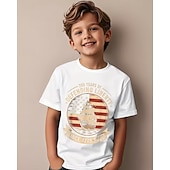 100% Bumbac Copii Băieți Negru Alb Barcă Drapel USA A 250-a aniversare Tricou Bluză Stil Nautic Manșon scurt În aer liber Zilnice Modă Șic Stradă Designer Imprimare Vară