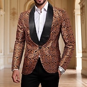 voordelige Tops-Disco 1980s Tuxedo Suits &amp; Blazers Lapel Collar Blazer Long Sleeves Disco Jacquard Fancy Dress Men's Carnival Costume Halloween Carnival Masquerade Club Pride Parade Pride Month Adults' Tuxedo
