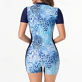 economico Rash Guards Interi-Per donna Top sottomuta Costume da bagno Costumi da bagno Tropicale Con zip Ultra Leggero (UL) Protezione UV Elastico Manica Corta Costume da Bagno Surf Snorkeling Estate