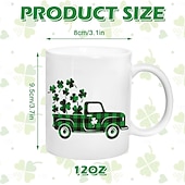 cheap Mugs &amp; Cups-St Patrick's Day Mug 12oz Buffalo Plaid Shamrock Truck Coffee Mug Irish Ceramic Matching Mugs Party Cups for Home School Office Table Centerpieces Housewarming Gift