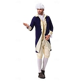  250. výročí USA Rokoko Barroco Úbory Dlouhé rukávy George Washington Alexander Hamilton Koloniální Maškarní kostým Pánské Karneval Den nezávislosti 4. července Dospělí Kabát Kalhoty Límeček