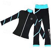 preiswerte Eiskunstlauf Trainingsoutfit-Eiskunstlauf-Jackett und -Hose Damen Mädchen Eislaufen Hosen / Regenhose Shirt Weiß Rosa Blau Glitzer Vlies Spandex Hochelastisch Ausbildung Wettbewerb Eiskunstlaufkleidung warm Kristalle Langarm