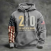 levne Vzor vlajky-250. výročí Ameriky Pánské Kapuce Svetr s kapucí Dlouhý rukáv Festival Černá Námořnická modř Armádní zelená Šedá 3D tisk Zima Jaro &amp; podzim Návrhář S M L XL 2XL 3XL