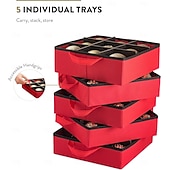 billiga Julförvaring-allt-i-ett förvaringslåda för julgranskulor &amp;dekorationsbehållare - lättåtkomliga, avtagbara brickor, rymmer 73 ornament - justerbart utdrag för figurer och fickor för dekoration - svart