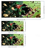 cheap Holiday Tapestries-St Patrick's Day Garage Door Cover, Green Four-Leaf Clover &amp; Gold Coin Design, Festive Holiday Wall Banner, St. Patrick's Day Party Decoration for Garage or Home.
