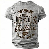 cheap Faith T shirts-Bible If It Involves Jesus And Guitars Count Me In T Shirt Christian Guitarist Gift Worship Leader Music Lover Faith Graphic Grey Tee Men Clothing Apparel