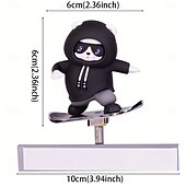 abordables Colgantes y ornamentos para coche-Adorno para tablero de automóvil con forma de oso de patineta: colgante para tablero de automóvil con dibujos de animales que presenta un elegante diseño de gafas y sudadera con capucha, adecuado para