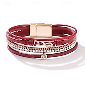 economico Braccialetti e bracciali rigidi-Con perline Classico Triangolo Moda Pelle Gioielli braccialetto Nero / Rosa / Borgogna Per Quotidiano Ferie Data