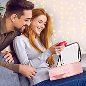 billige Ned til $30-Reisesminkeveske med LED-lys sminkeetui med speil kosmetikkboks organizer sminkeetui for kvinner skjønnhetsverktøy tilbehør etui oppladbart