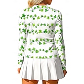  Svatý Patrik Dámské Květiny Trávová zelená Topy Sportovní košile Tenisové tričko Tenisový top Dlouhý rukáv Zip UPF50+ Odolná proti UV záření Vysoká pružnost Odvod vlhkosti Prodyšné Volejbal Tenis Golf