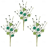  6 Pack St. Patrick’s Day Shamrock Berry Stems, Artificial Clover Picks for Decor, Green Irish Holiday Berry Stems for Table Centerpieces, Floral Arrangements and DIY Crafts