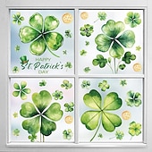 Χαμηλού Κόστους Ημέρα του Αγίου Πατρικίου-5 φύλλα αυτοκόλλητα παραθύρου για την ημέρα του Αγίου Πατρικίου, στατικά αυτοκόλλητα με ιρλανδικό τετράφυλλο τριφύλλι, αυτοκόλλητα γυαλιού με ατμόσφαιρα εορταστικού πάρτι για διακόσμηση καταστήματος