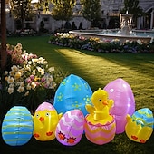 お買い得  ランドスケープライト-2.4mのイースターインフレータブルひよこ、卵から孵化、LEDライト付き、屋内/屋外の庭の芝生のパーティーの装飾、イースターのお祝いのための中庭の装飾