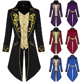 voordelige Bovenkleding-Vintage Punk  Gothic 18e Eeuw Jas Cosplay Kostuum Tuxedo Vampier Heerschap Geborduurd Volwassenen Mannen Ebenezer Scrooge Elf Steampunk Halloween Carnaval Maskerbal Performance Ren Fair Kerst