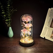 olcso Dekoratív fények-Üveg rózsa örök kristály virág világító rózsák üvegdóm alatt ajándékok nőknek anyának nagymamának feleségnek nővérének