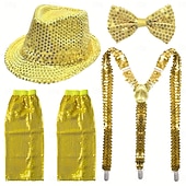 abordables Accesorios y más-Disfraz de carnaval Disfraz de lujo Sombrero de panamá Tirantes con espalda en Y Disco Retro Antiguo Años 80 Lentejuelas Adulto Hombre Mujer Unisexo Víspera de Todos los Santos Carnaval Fiesta