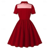 ieftine Rochii-1950 Retro / vintage Rochii Rochie leagăn Mâneci scurte Culoare solidă Costume de fancy Pentru femei Carnaval Mascaradă Purtare Zilnică Petrecerea Burlăcițelor Adulți Rochie