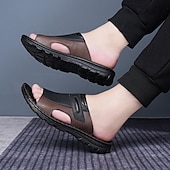 お買い得  メンズ・スリッパ＆フィットフロップ-メンズブラウンアウトドアサンダル - 快適で耐久性があり、調節可能なストラップ付き。ハイキング、トレッキング、カジュアルなアウトドアウェアに最適です。