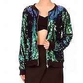 זול חולצות-רטרו\וינטאג' שנות ה-80 חליפות ובלייזרים שרוולים ארוכים דיסקו פאייטים תחפושות בגדי ריקוד נשים האלווין (ליל כל הקדושים) קרנבל הצגה מצעד הגאווה חודש הגאווה מבוגרים מעיל